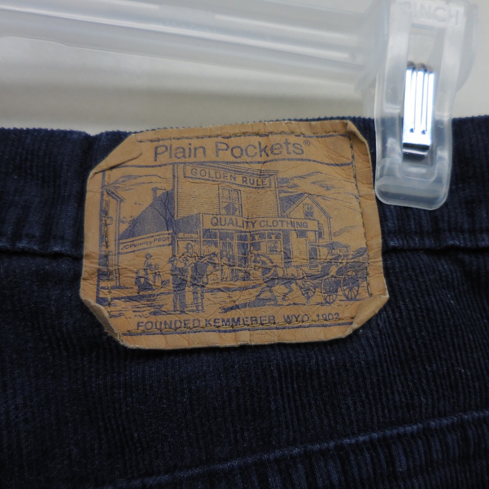 Vintage JCPenney Plain Pockets Navy Blue Corduroy Flared Pants Mens 32x28 70s - Picture 5 of 10